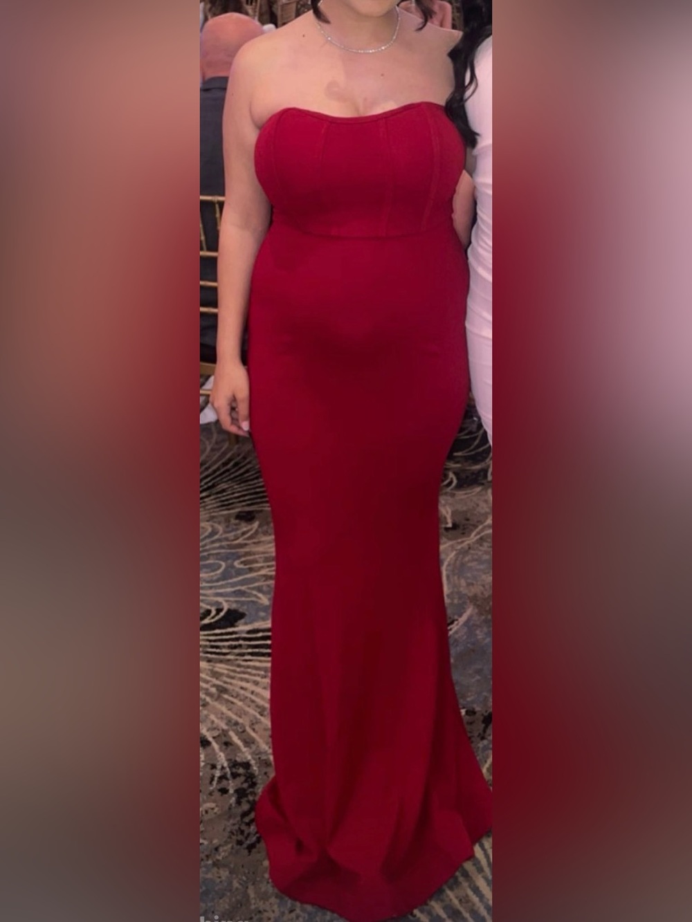 Fashion Nova Strapless Red Mermaid Gown